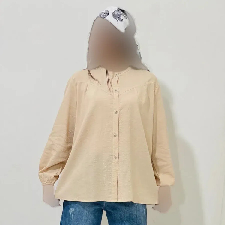 شومیز لینن مجلسی زنانه قد 69 سانت دورسینه 120 سانت آستین 58 سانت کد 1333