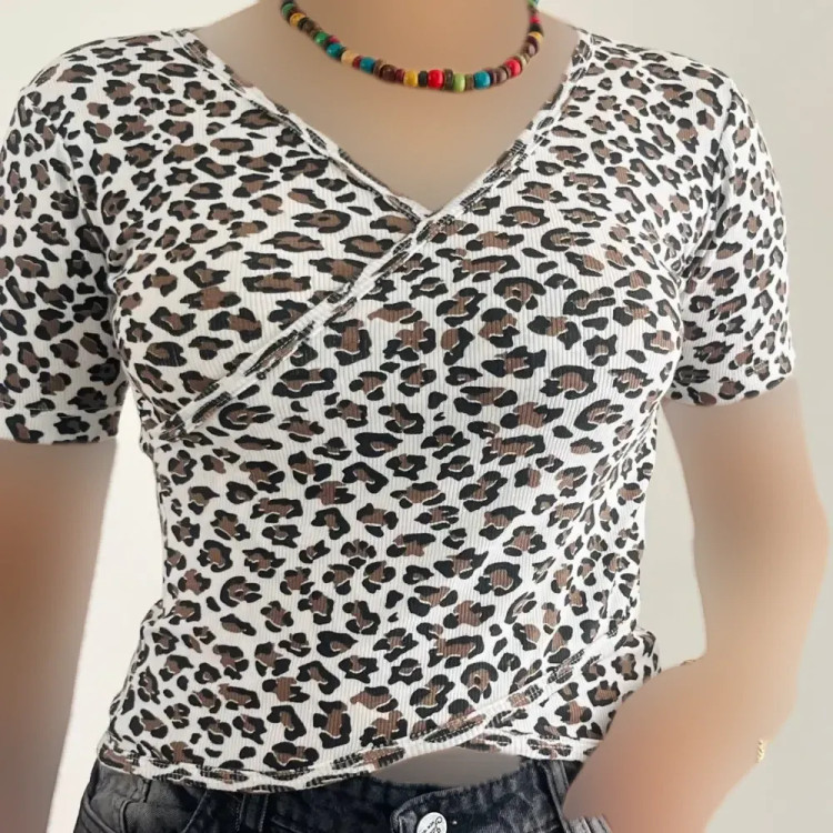 کراپ تیشرت زنانه کبریتی فانتزی مدل 1191