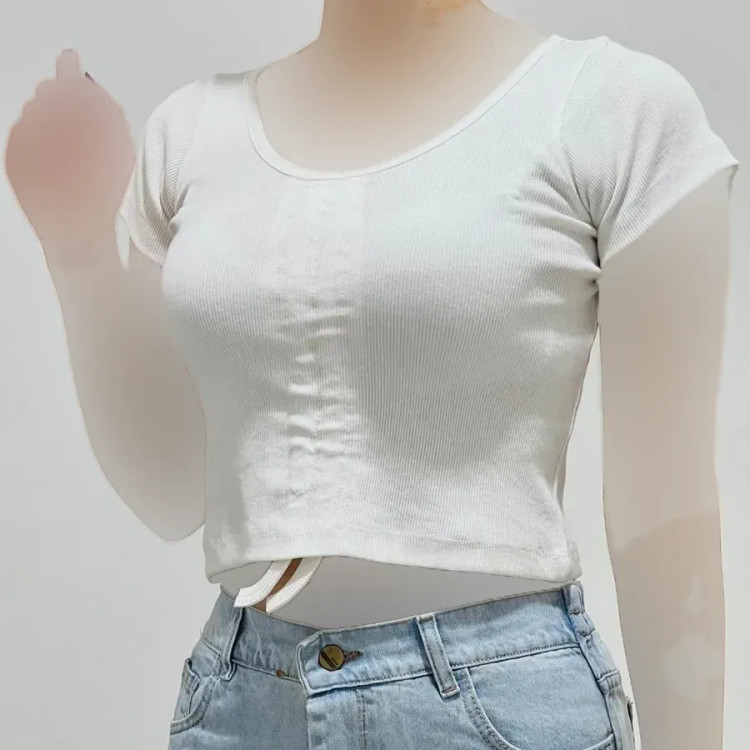 تیشرت کبریتی جلو گت دار فری سایز کد 1406