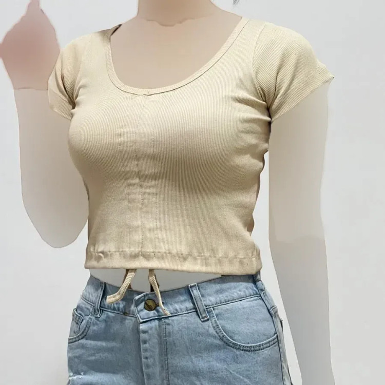 تیشرت کبریتی جلو گت دار فری سایز کد 1406