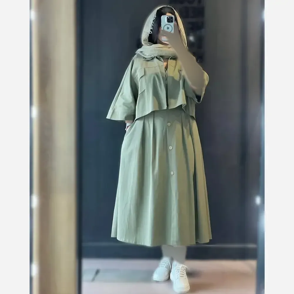 ست کت و سارافون لینن مدل هلند زنانه در سه رنگ سایز 38 تا 48