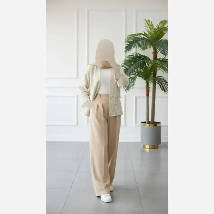 کت و شلوار زنانه مدل گندم جنس مازراتی و گیپور