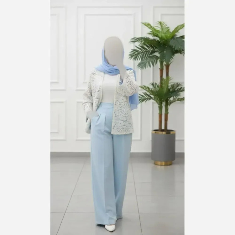 کت و شلوار زنانه مدل گندم جنس مازراتی و گیپور
