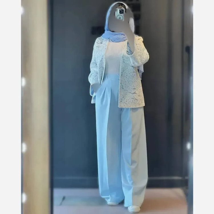 کت و شلوار زنانه مدل گندم جنس مازراتی و گیپور