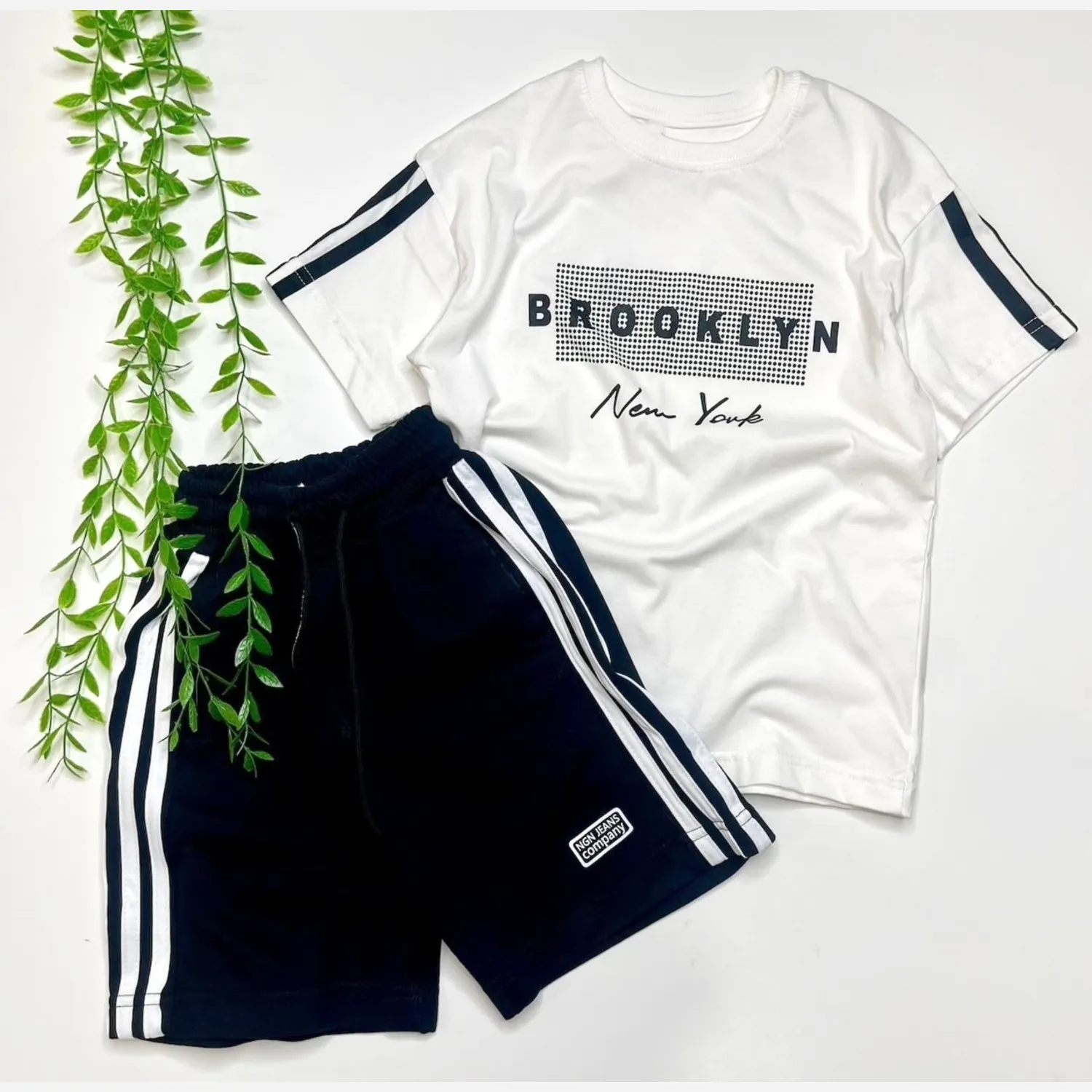 ست تیشرت و شلوارک اسپرت دخترانه و پسرانه طرح brooklyn