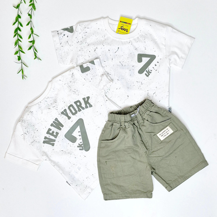 ست تیشرت و شلوارک کتان پسرانه اسپرت 1 تا 6 سال