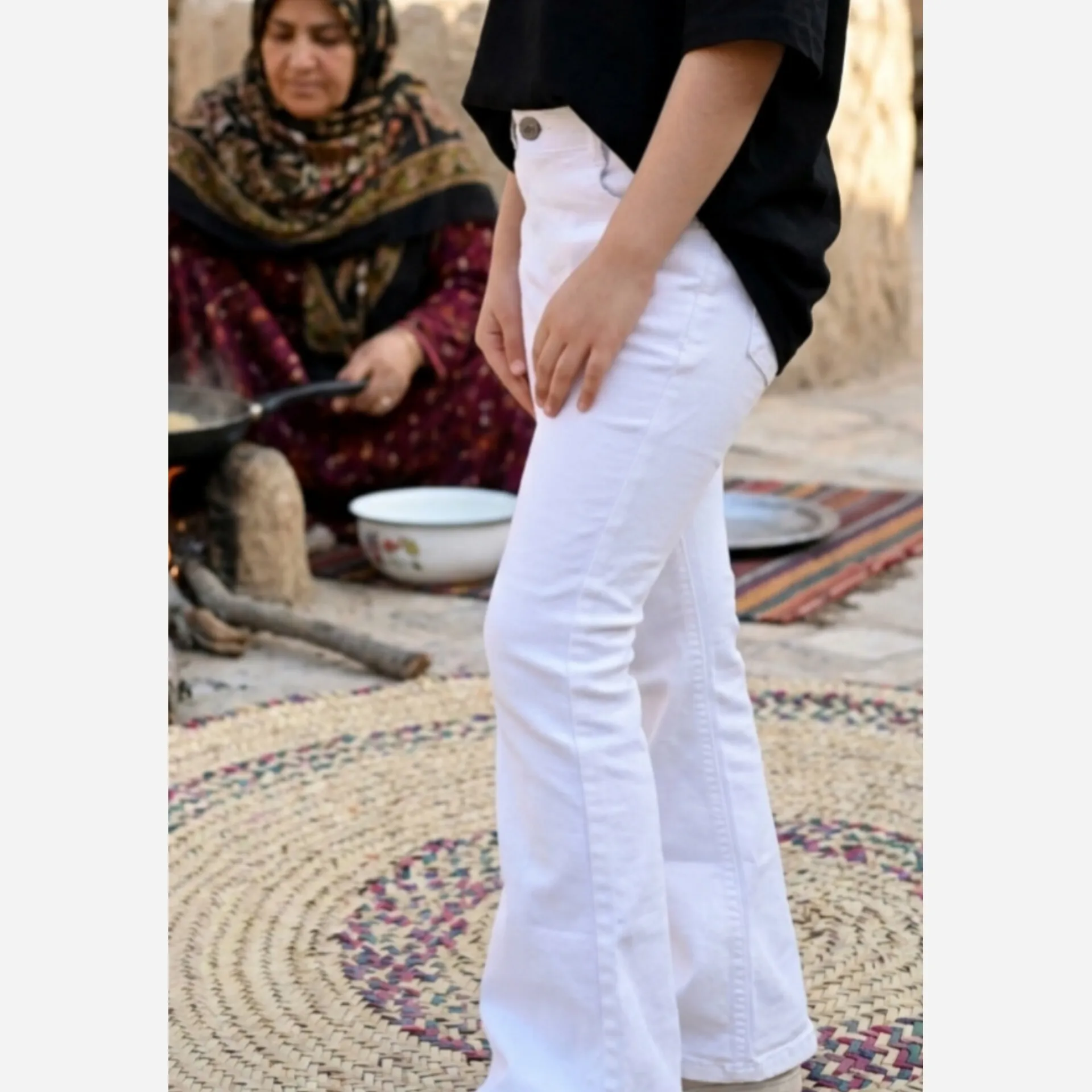 شلوار جین بوتکات دخترانه رنگ سفید کد PIC994