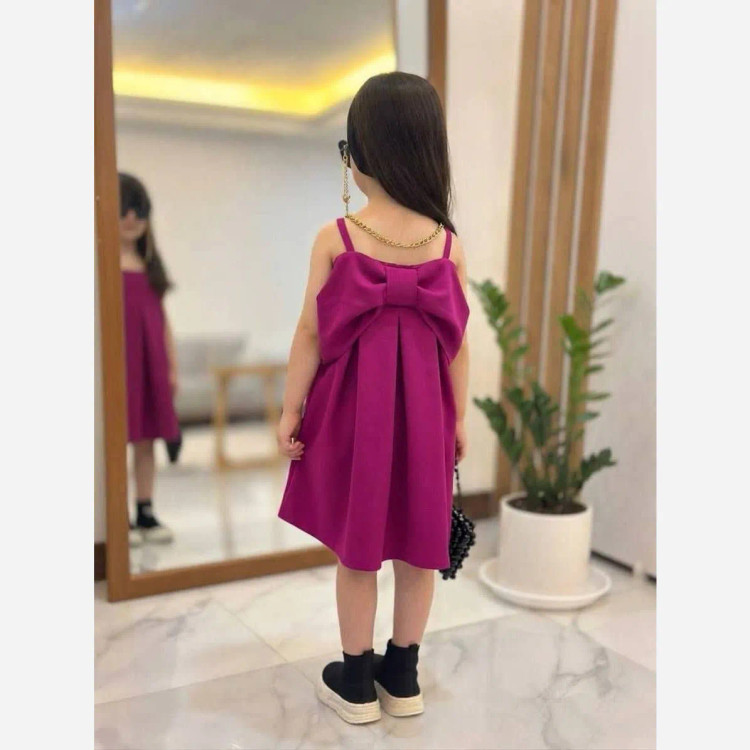 سارافون دخترانه پارچه مازراتی طرح پاپیون در سه سایز مختلف