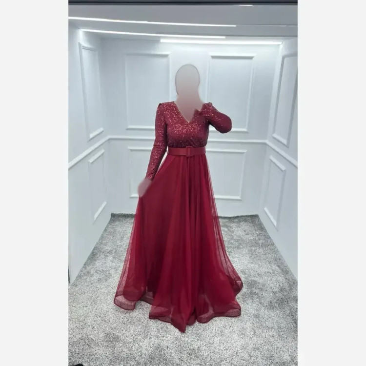 پیراهن مجلسی ماکسی زنانه آروشا کد 1 پولک زارا کش کمربنددار سایز 36 تا 54