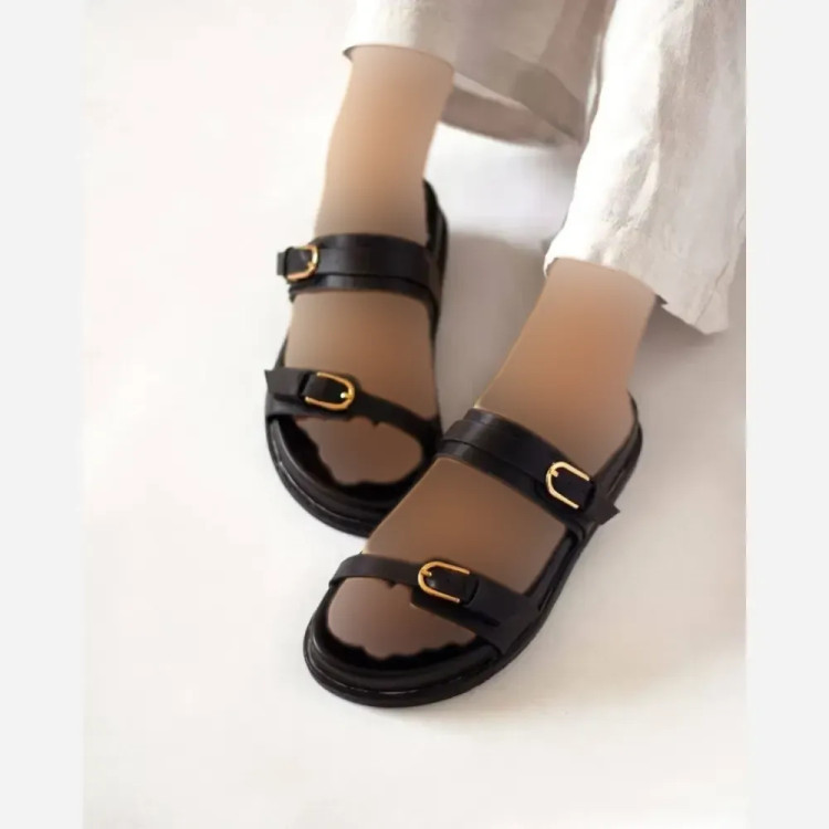 صندل زنانه زارا ساحلی چرم بیاله طبی و سبک با لژ یک سانت