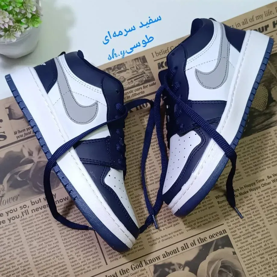 کفش کتانی جردن نایک زنانه چرم حوله ای با کفی طبی و زیره پیو رابر سایز 37 تا 40