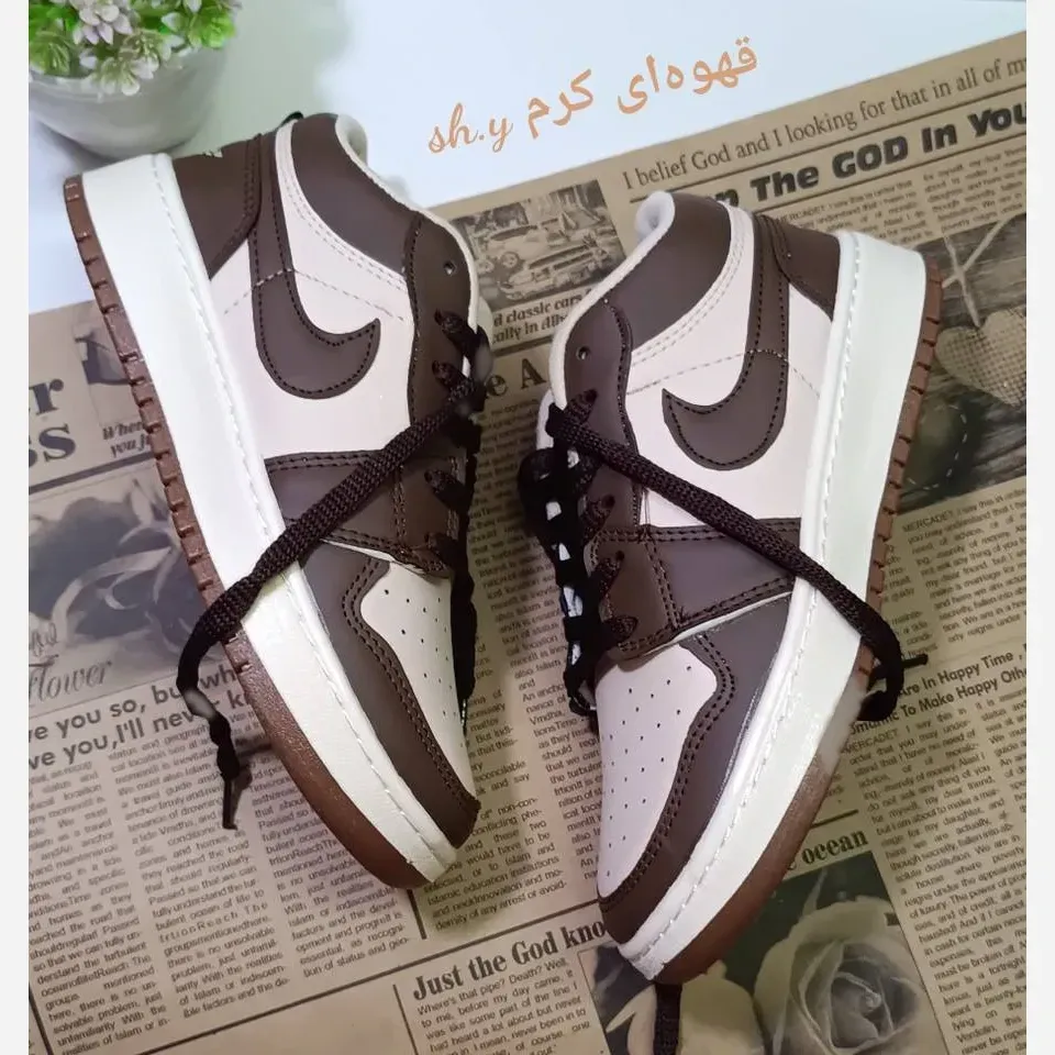 کفش کتانی جردن نایک زنانه چرم حوله ای با کفی طبی و زیره پیو رابر سایز 37 تا 40