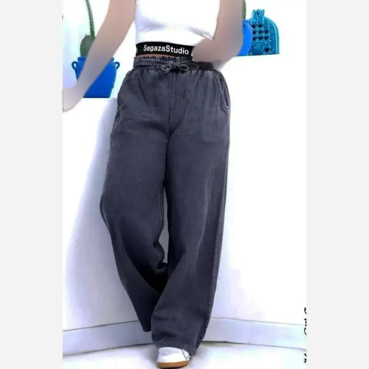 شلوار بگ جین زنانه کمر کش و کمربند دار مدل 272 در سه رنگ