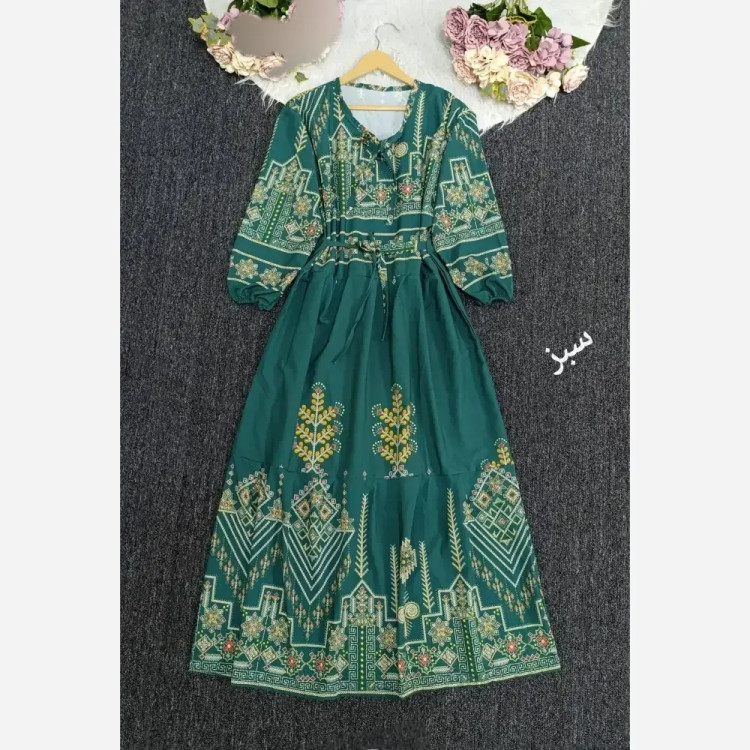 پیراهن ساحلی زنانه مدل کتیبه جنس بوگاتی فری سایز 38 تا 48