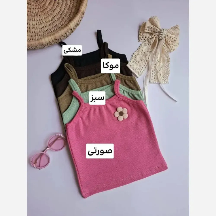 ست تاپ و شلوارک دخترانه مدل گلبرگ مناسب 2 تا 9 سال جنس تاپ فانریپ و شلوارک لینن نچرال