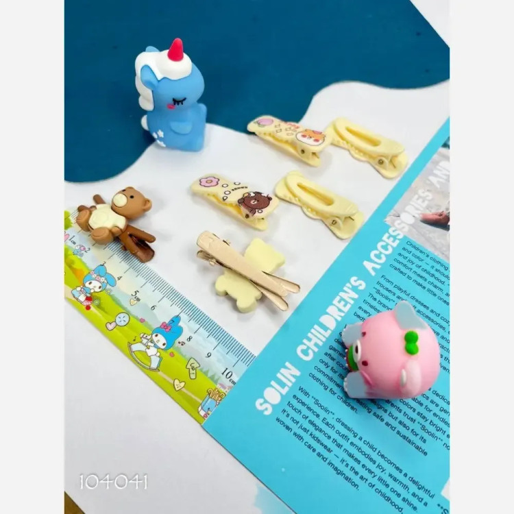 پک سه عددی گیره انبری دخترانه طرح فانتزی و رنگی