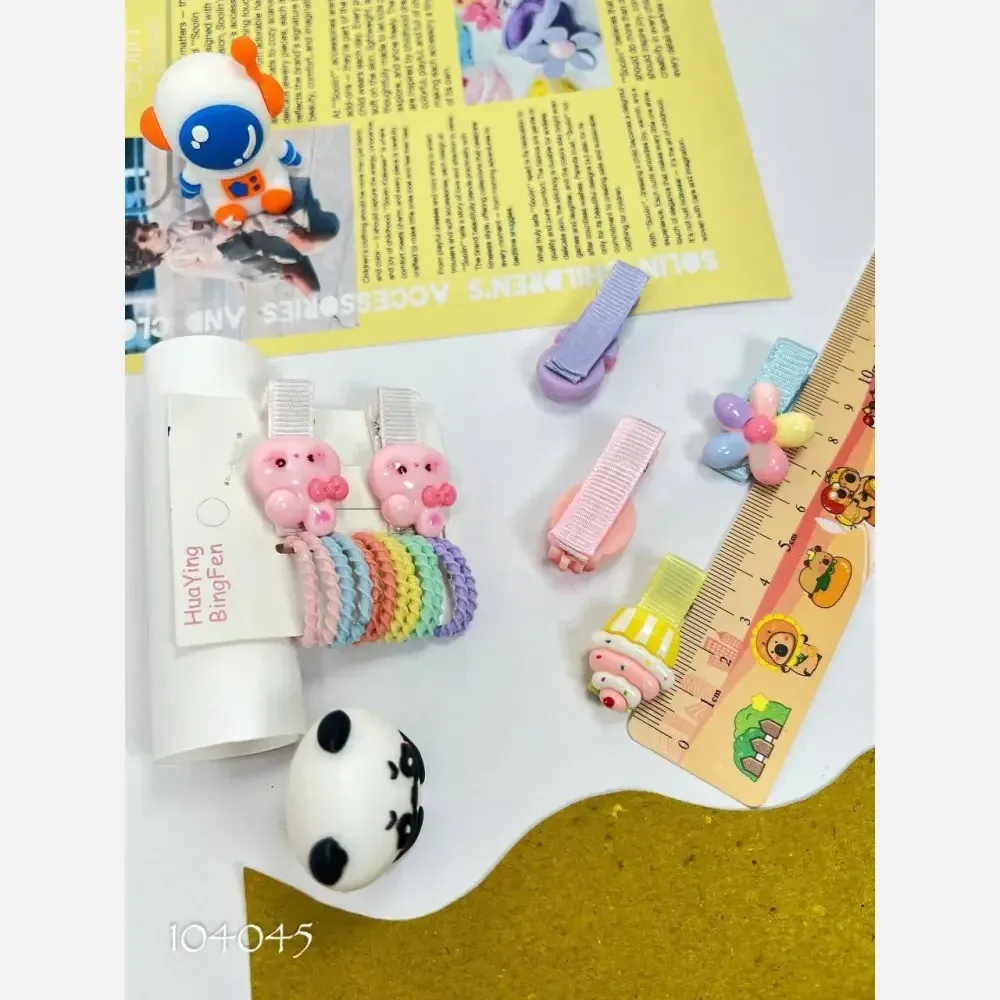 پک کش و گیره مو دخترانه (12 عدد کش و 2 عدد گیره انبری)