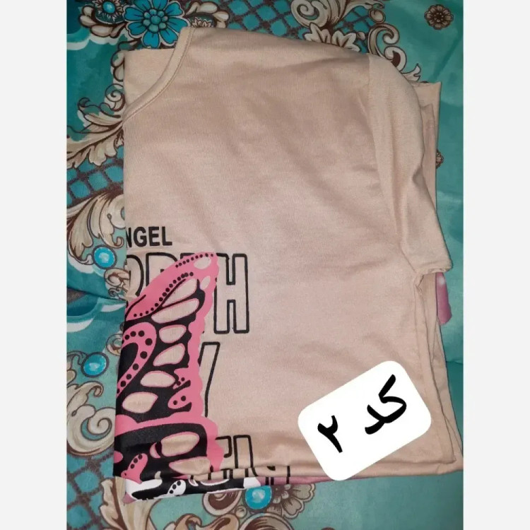 تیشرت زنانه اسپان پنبه طرح پروانه قواره دار سایز 38 تا 46