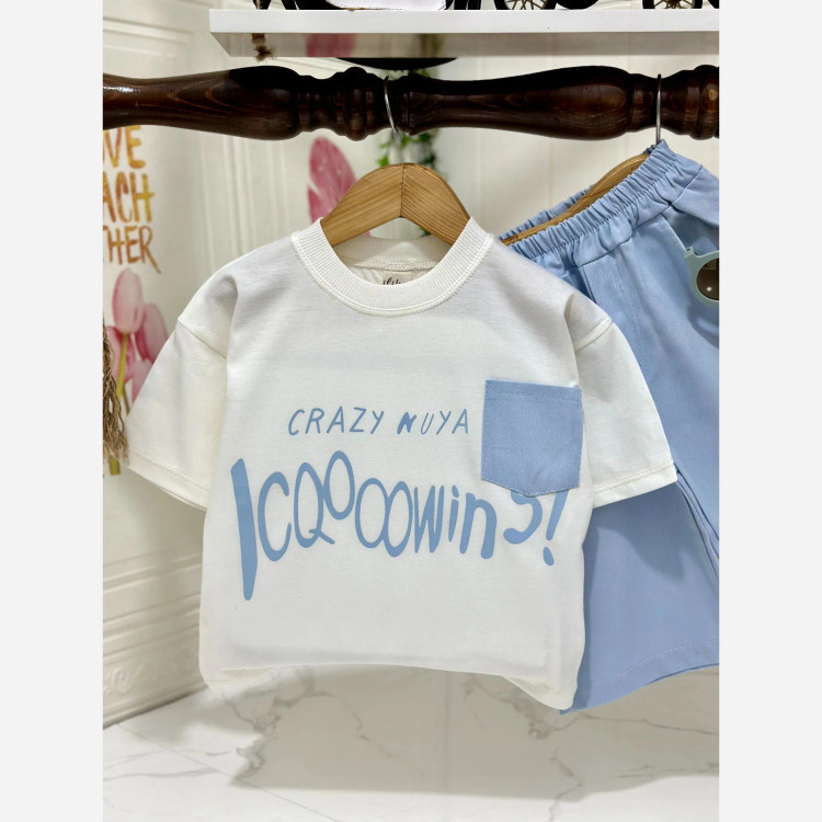 ست تیشرت و شلوارک اسپرت بچگانه جنس نخ پنبه و کتان مناسب 2 تا 8 سال