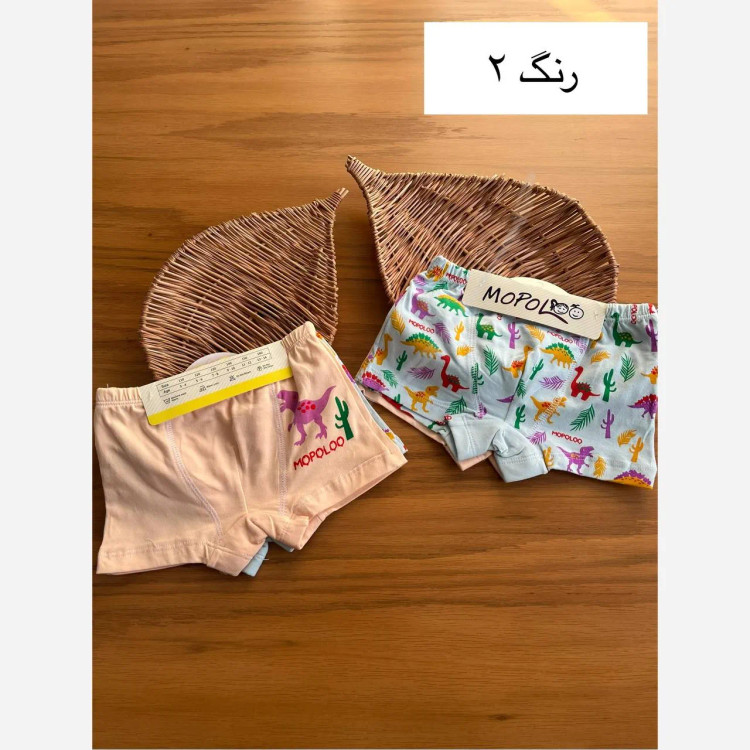 پک دو عددی شورت نخی بچگانه طرح دایناسور مناسب 3 تا 10 سال