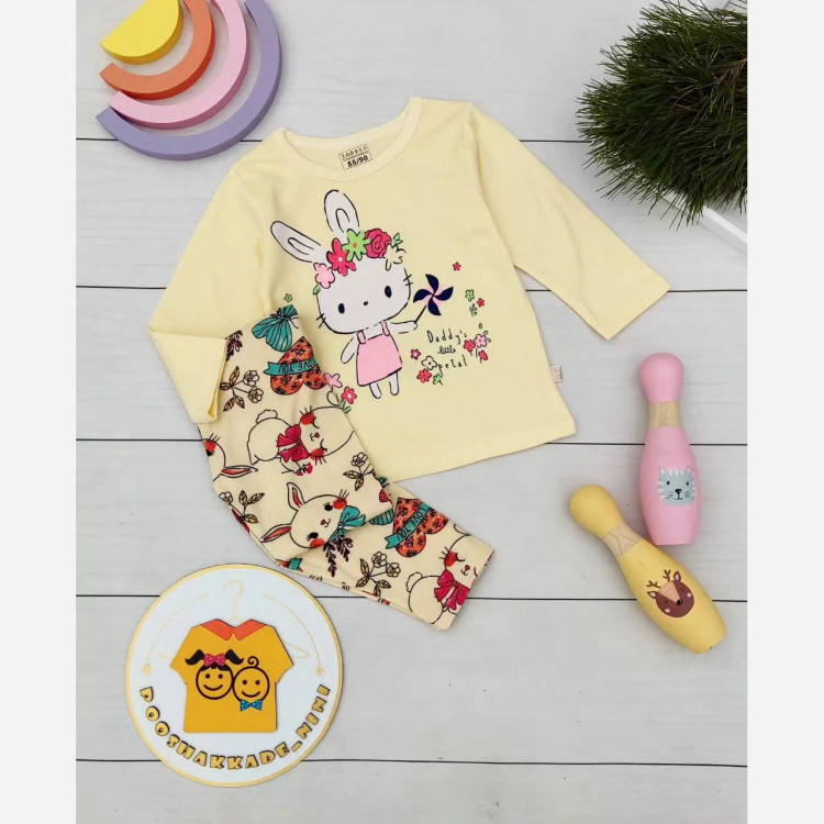 ست بلوز و شلوار بچگانه طرح خرگوشی نخ پنبه وارداتی