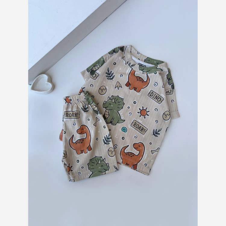 ست تیشرت و شلوارک راحتی بچگانه پنبهای ضدحساسیت سایز 1 تا 8 سال