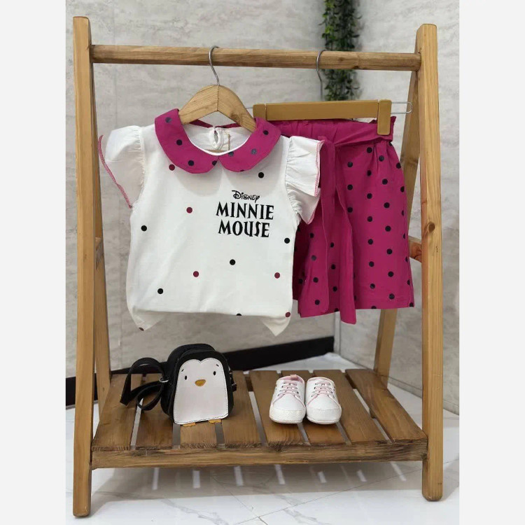 ست دخترانه میکی موس جنس پنبه یک رو سایز 40 تا 55