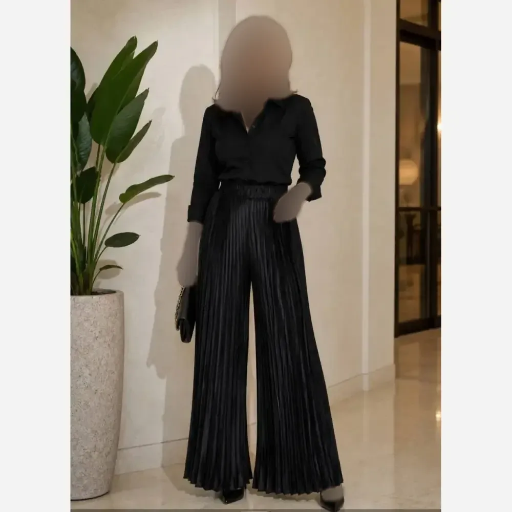 شلوار پلیسه مجلسی زنانه ساتن آمریکایی قد 102 سایز 36 تا 40