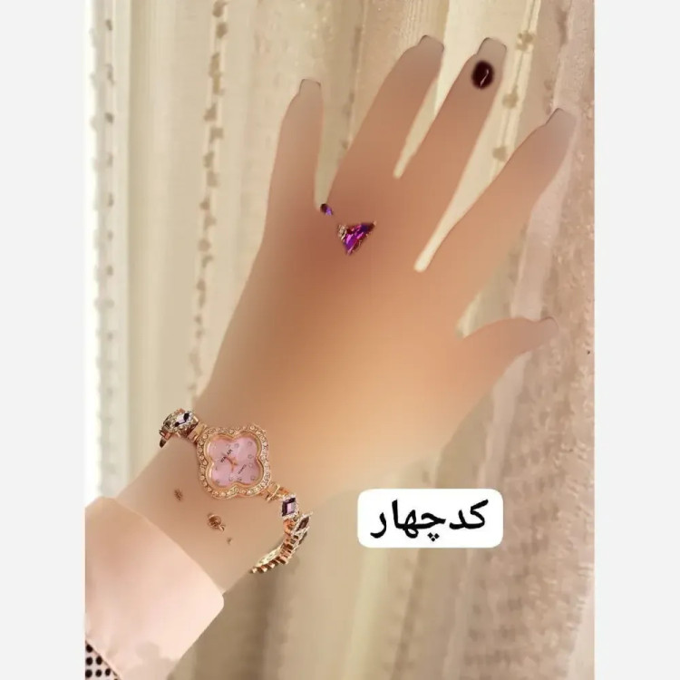 ساعت مچی مجلسی زنانه نگین دار به همراه انگشتر پروانه و جعبه کادویی