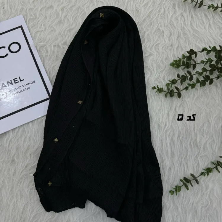 شال نخی مشکی قواره بزرگ 90 در 200 سانتیمتر بدون سُر خوردن و چروک شدن