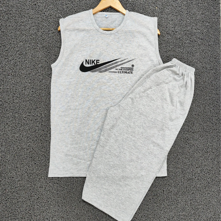 ست تاپ و شلوارک مردانه مدل نایکی جنس نخ پنبه و ملانژ خنک تابستانی