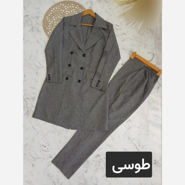 ست مانتو و شلوار اداری زنانه مدل شش دکمه جنس مکانیک پرشیا