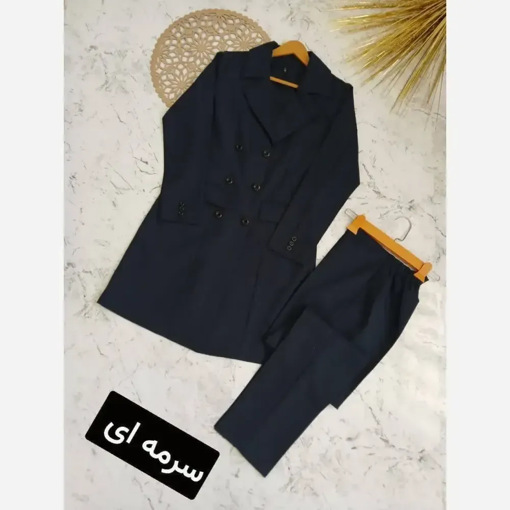 ست مانتو و شلوار اداری زنانه مدل شش دکمه جنس مکانیک پرشیا