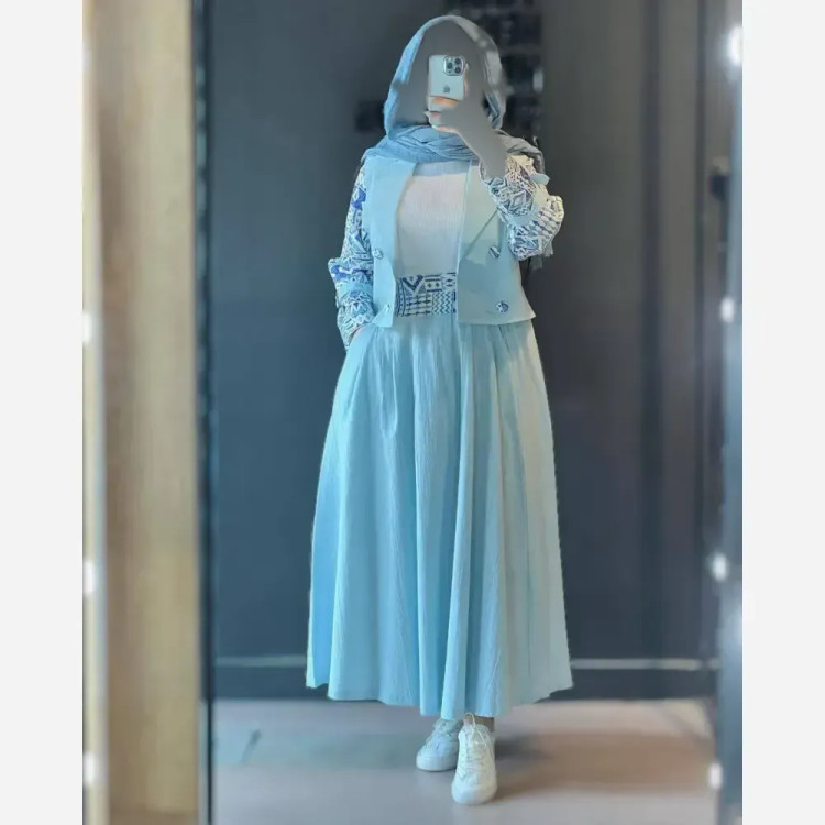 ست کت و دامن زنانه مدل یلدا جنس شانتون درجه یک تابستانه