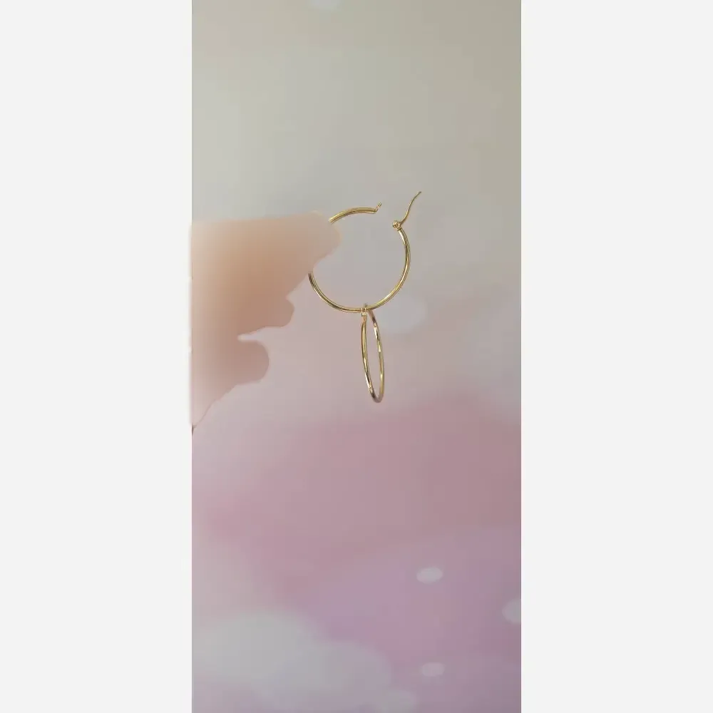 گوشواره حلقه ای طرح طلا استیل رنگ ثابت قطر 4 سانت طلایی