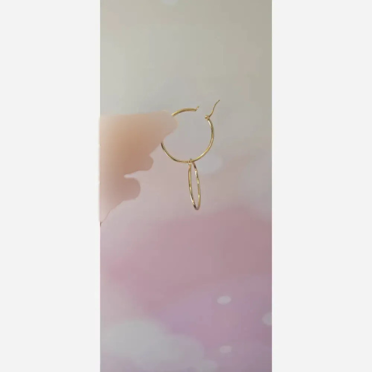 گوشواره حلقه ای طرح طلا استیل رنگ ثابت قطر 4 سانت طلایی