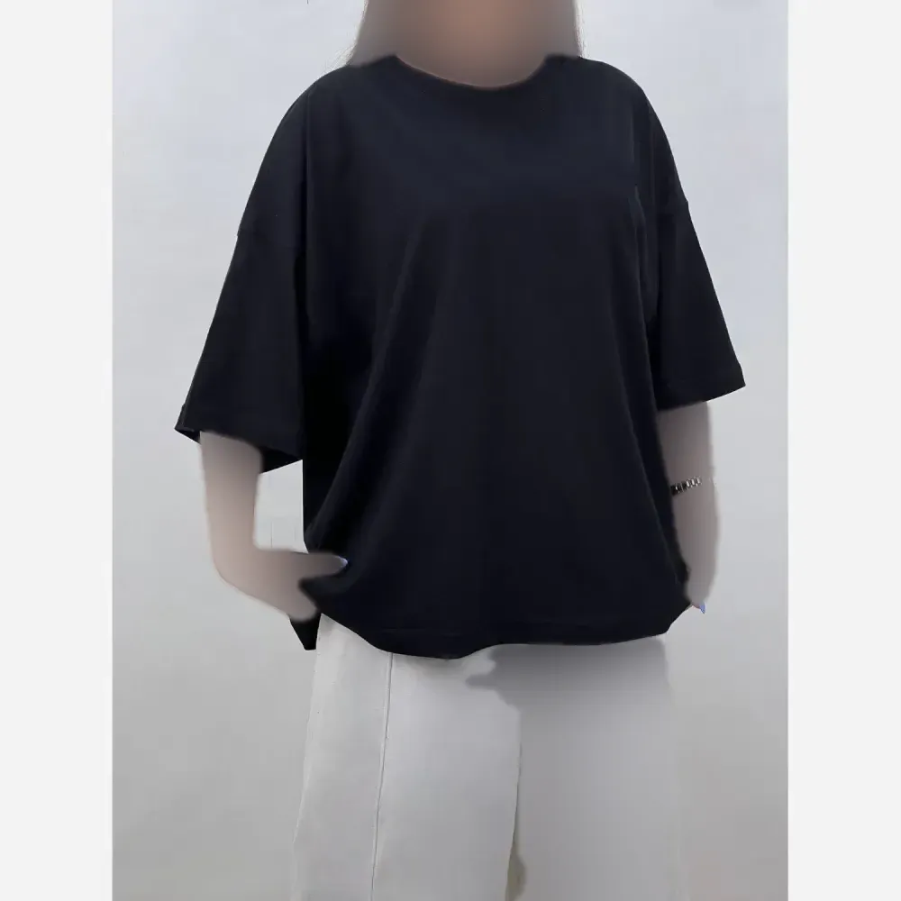 تیشرت باکسی ساده نخ پنبه مشکی اسپرت فری سایز تا 50