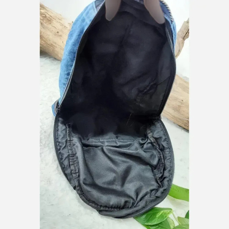 کوله پشتی جین مدل یکتا رنگ آبی ابعاد 40 در 30 سانتی متر