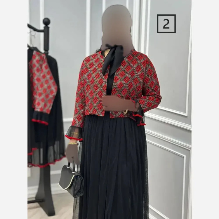 کت و دامن زنانه مدل گلرخ جنس تافته سوزن دوزی فری سایز 36 تا 46