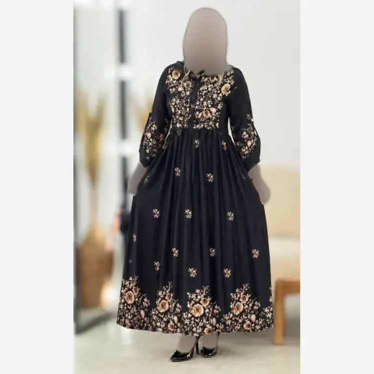 پیراهن زنانه مدل زنبق جنس بوگاتی فری سایز 36 تا 46