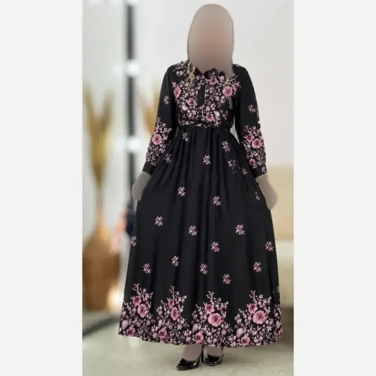 پیراهن زنانه مدل زنبق جنس بوگاتی فری سایز 36 تا 46