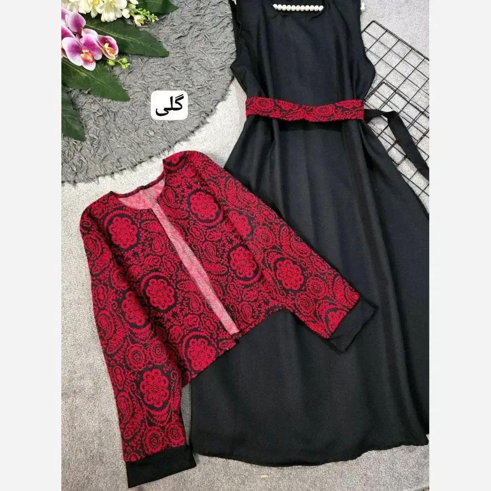 ست سارافون و کت زنانه مدل ترنج جنس کرپ اندونزی و تافته سایز فری 36 تا 46