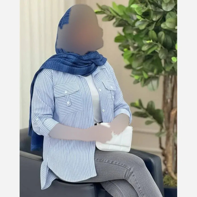 شومیز نخی راه راه مدل جیب صلیبی فری سایز زنانه