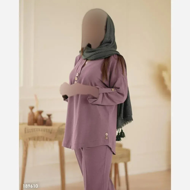 ست شومیز و شلوار زنانه مدل نادین جنس شانتون سایز فری 38 تا 46