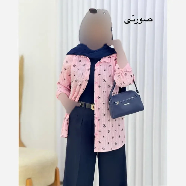 شومیز زنانه نگین دار جنس ینزی فری سایز رنگ پاستیلی