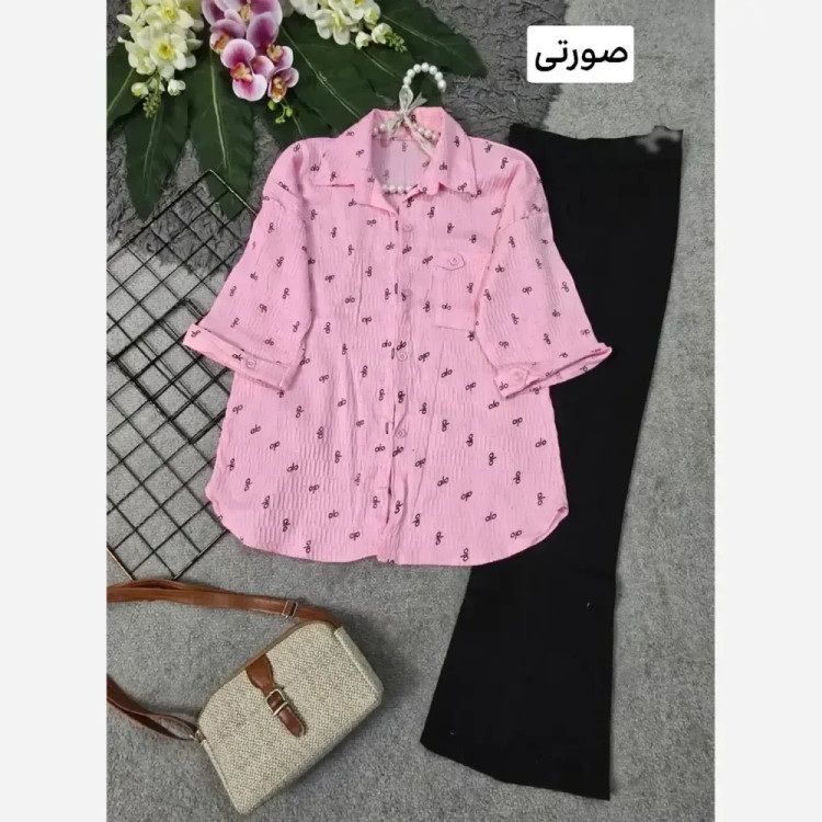 شومیز زنانه نگین دار جنس ینزی فری سایز رنگ پاستیلی