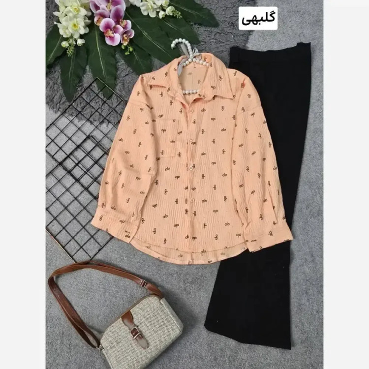 شومیز زنانه نگین دار جنس ینزی فری سایز رنگ پاستیلی