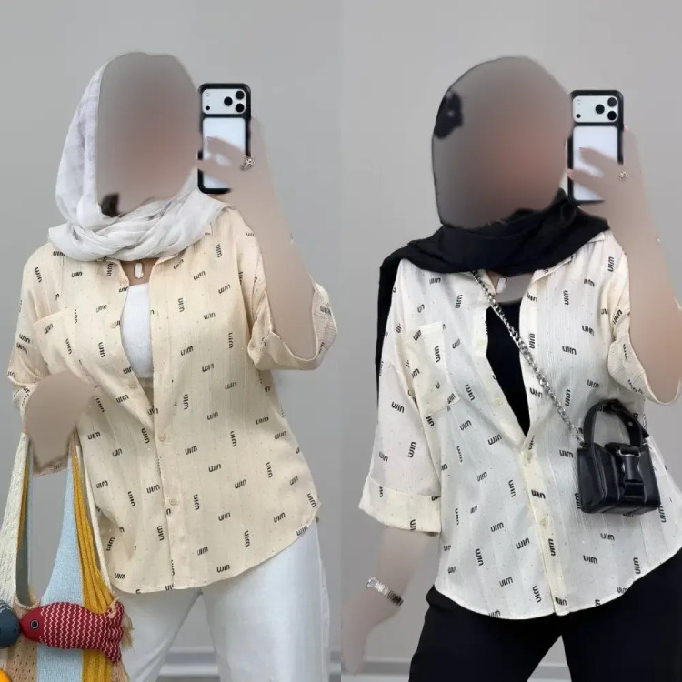 شومیز زنانه نگین دار جنس ینزی فری سایز رنگ پاستیلی