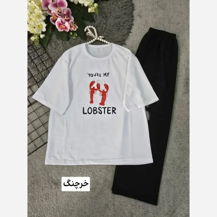 ست تیشرت و شلوار زنانه طرح سامر جنس پنبه گلکسی فری سایز 38 تا 46