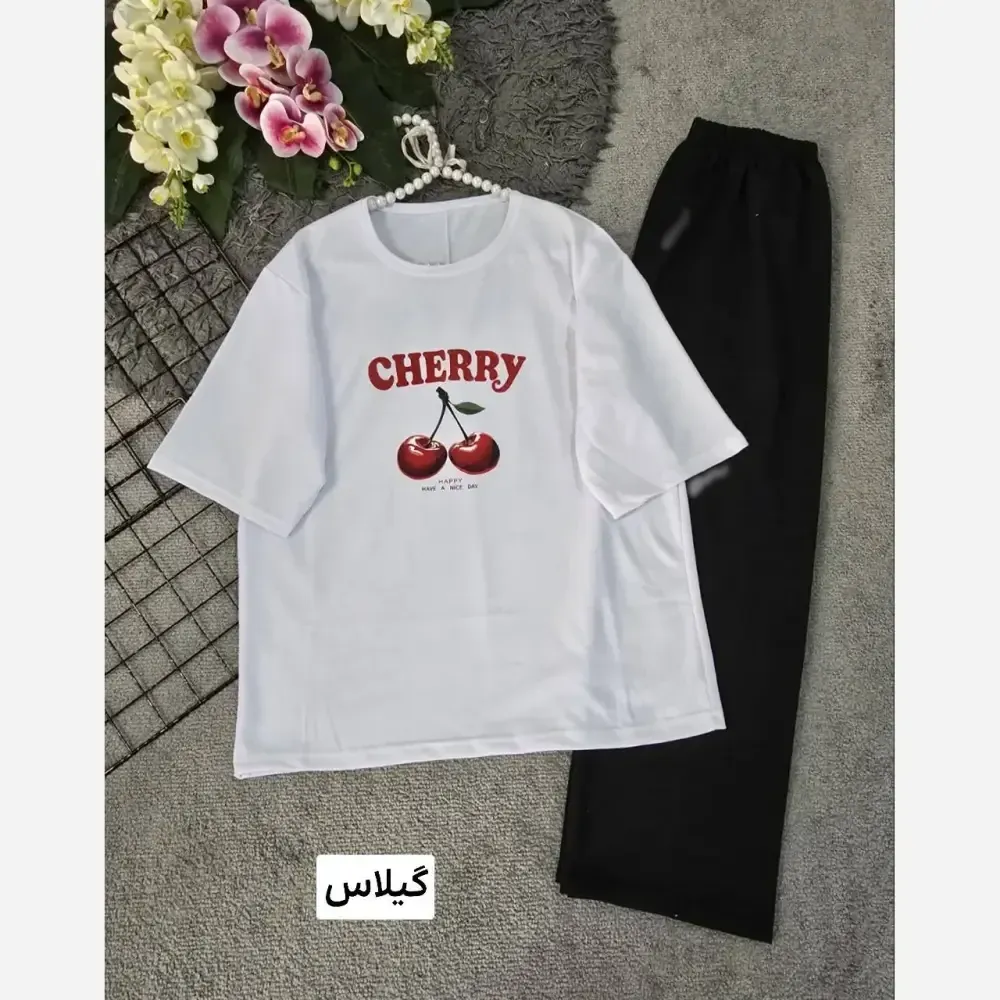 ست تیشرت و شلوار زنانه طرح سامر جنس پنبه گلکسی فری سایز 38 تا 46